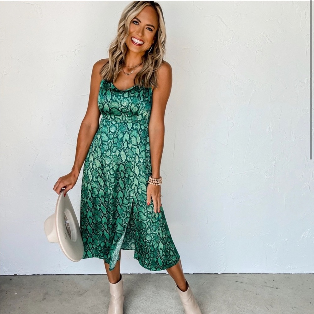 Ruthie Grace Green Snake Skin Mini Dress